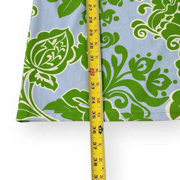 Jude Connally Etched Floral Blue/Green Nylon Spandex Dress Sleeveless Pockets M - Picture 9 of 9